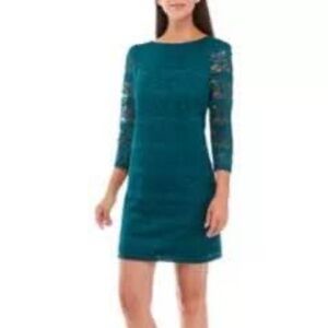 Jessica Howard Women's 3/4 Sleeve Solid Lace Sheath Dress - US 10 Petite
